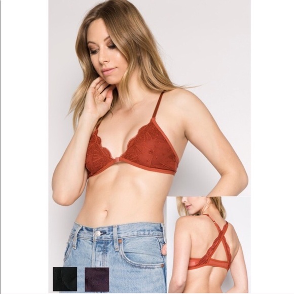 Sexy Lace Criss-Cross Bralette Eggplant - Picture 2 of 7